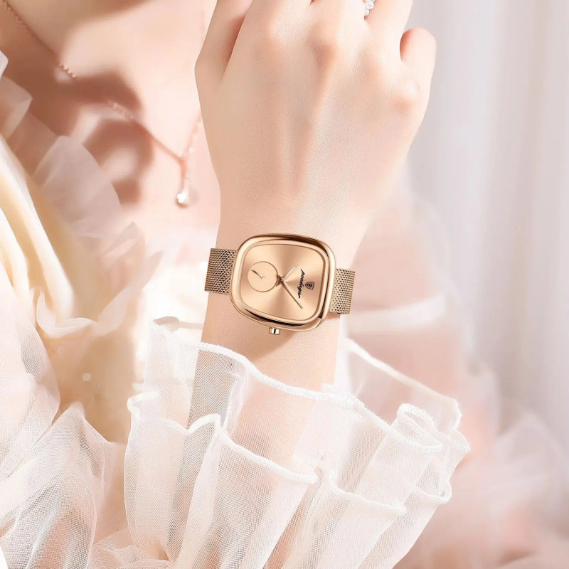 poedagar 783 Luxury Rose Gold Ladies Watch – Elegant Square Dial Stainless Steel Fashion Wrist Watch for Women's best Gifts with box